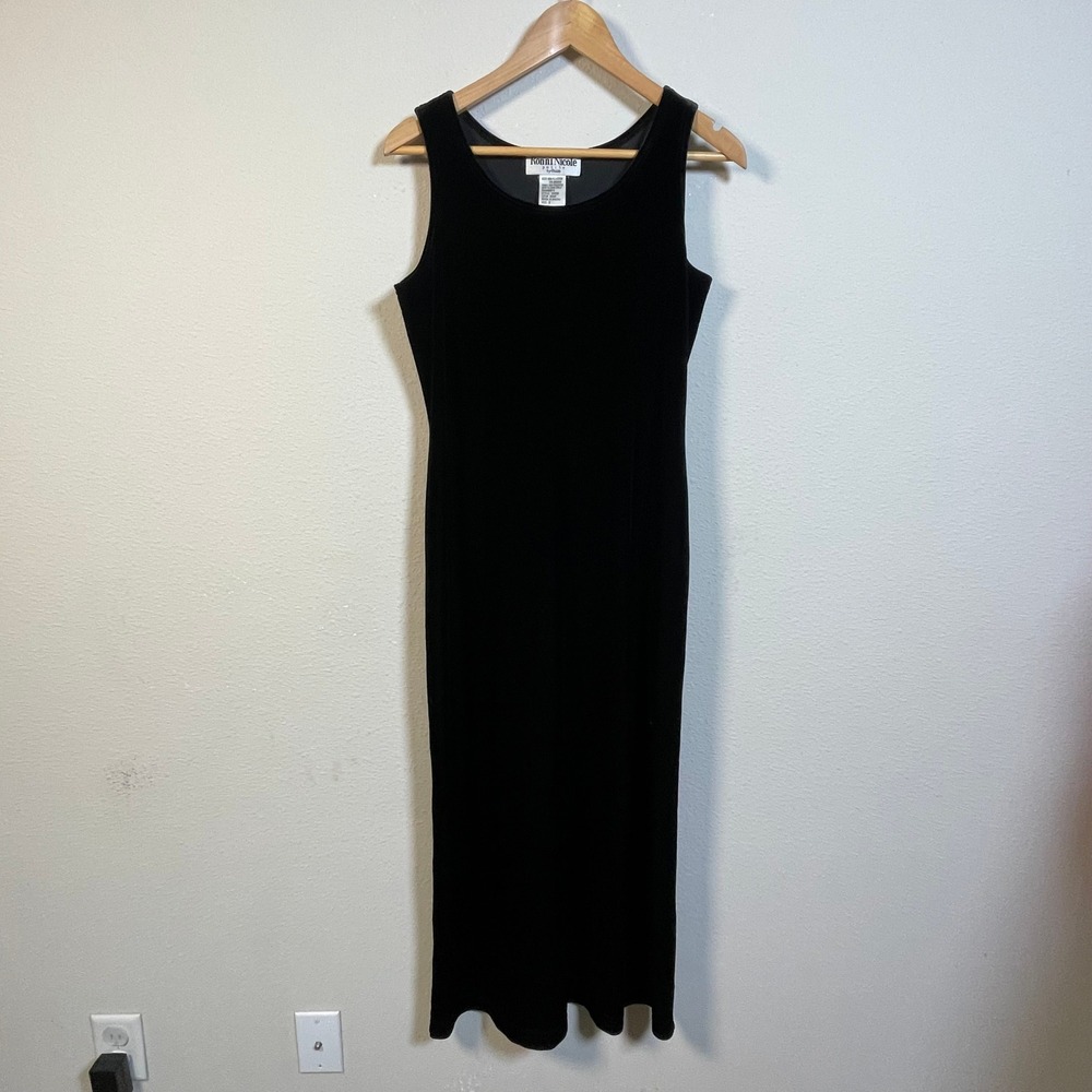 Ronni Nicole Petite Maxi Dress Evening 8 Black Velvet Sleeveless Scoop Neck